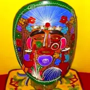 SUN GOD CLAY MASK WALL HANGING * HANDMADE IN BELIZE BY A LOCAL ARTISAN!