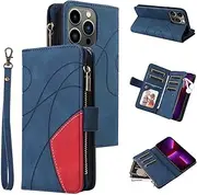 MojieRy Phone Cover Zipper Wallet Folio Case for Oppo A96 5G, Premium PU Leather Slim Fit Cover for A96 5G, 1 Photo Frame Slot, 8 Card Slots, Strong fit, Blue