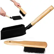 Hand Brush and Dustpan Set Small Fireplace Shovel Brush for Ash Wood Handle Non-Slip for Small Gardens