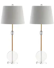 JONATHAN Y Designs Set of 2 Spencer 34in Crystal & Metal Table Lamps