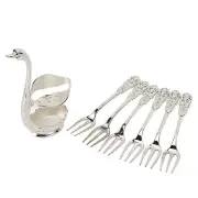 Swan Base Holder Forks Set Aluminum Silver Fashion Decorative Swan Base Holde