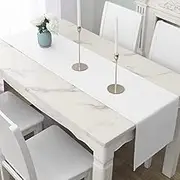 Table Runner – Table Runners for Dining Table 42x150cm - Drapes Elegently 250 GSM White Table Runner – 4 to 6 Seater Table Runners Ideal for Christmas Party Decoration