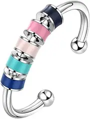 HOOTNEE Anxiety Relief Ring Fidget Ring Statement Design Open Ring for Women's Fashion