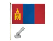 5' Wood Flag Pole Kit W/ Nylon White Bracket 3x5 Mongolia Country Polyester Flag