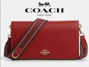 Coach Anna Foldover Clutch Crossbody Logo Strap Canvas & Leather CH310
