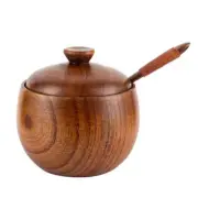 Wooden Salt Cellar Sugar Bowl Storage Box Salt Seasoning Container spice jar 1PC