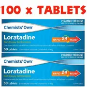 Loratadine 10mg - 100 Tablets CLARATYNE GENERIC - HAYFEVER AND ALLERGY RELIEF