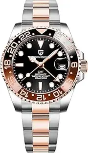 [BY BENYAR] Pagani Design Men GMT Automatic Watches-Fashion Stainless Steel Mechanical Watch-Sapphire Glass Lens Watch Men