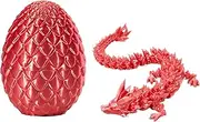 3D Printed Dragon Eggs with Dragon Inside, Articulated Crystal Dragon in Egg, Executive Dragon Fidget Home Office Decor (Silk Red ）