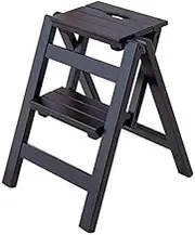 Foot Stool 2 Tread Folding Step Stool Ladder,Household Stair Dining Chair Stool Lightweight Wood for Home Garden Tool