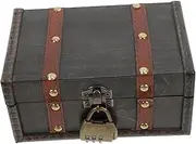 DIYEAH Wooden Treasure Chest for Jewelry Vintage Style Lock Box Decorative Storage for Home for Women's Accessories