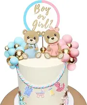 Bear Cake Toppers Gender Reveal Balls Cake Decorations for Boy Girl Gender Reveal Baby Shower Party Supplies