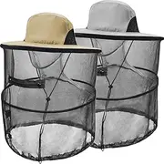 [SUNPRO] Mosquito Head Net Hat, 2 Pack Sun Hats with Hidden Net Mesh Mask