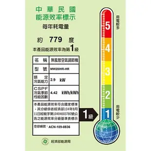 TECO東元5-6坪MW28IHR-HR右吹窗型變頻冷暖空調_含配送+安裝(預購)