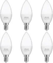 DiCUNO E14 Bulb, 5W Small Edison Screw Candle Light Bulbs, 550LM, 50W Incandescent Equivalent, Daylight White 5000K, CRI90, SES C37 E14 LED for Chandeliers, Pack of 6