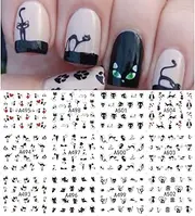 AKOAK 12 Sheets Cute Cat Pattern Watermark Designs Nail Art Stickers Water Transfer Decals Beauty Nails for Nail Art Design