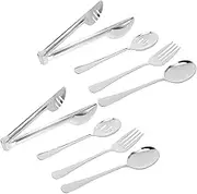 GARVALON Stainless Steel Piece Utensil Set Forks Spoons Slotted Spoons Tongs for Serving Reusable Party