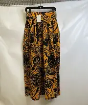 SWF BY ANTHROPOLOGIE V-Front Maxi Skirt Women's Size S Yellow Motif