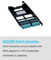 ASGEND-12 PATCH CASSETTE, BASE - 12, MPO,4 ADAPTERS
