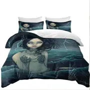 Lightning Sea Storm The Luminous Eyed Mermaid Quilt Cover