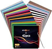 HTVRONT Heat Transfer Vinyl Bundle : 42 Pack Sheets Iron on Vinyl - 12" x 10" HTV Vinyls for Fabrics and T-Shirts, Vinyl for Cricut Heat Press Machine (27 Colors)