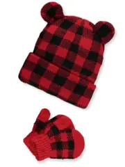 Astor Accessories Boys' 2-Piece Mittens With Hat Set - red, one size