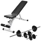 Adjustable Weight Bench With Barbell And Dumbbell Set Home Gym Fitness Workout