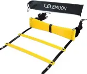CeleMoon Agility Speed Training Ladder + Black Carry Case, with Connecting Snap,