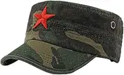 [Generic] Men's Hat Cotton Camouflage Hat Three-Dimensional Embroidery Pentagram Flat Cap Men and Women Outdoor Sun Hat Mountaineering Travel Cap