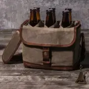 Legacy Waxed Canvas Beer Drink Caddy Cooler Tote Opener Green Brown Strap NWT