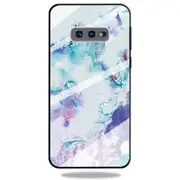 2 Pcs For Galaxy S10e Marble Pattern Glass Protective Case(Ink Purple)