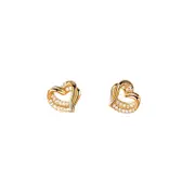 ANYCO Fashion Earrings Gold 925 Sterling Hollow Double Love Heart Stud for Women Romantic Wedding Girlfriend Jewelry Gift