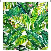 Green Banana Leaf Shower Curtain by Goodbath Tropical Palm Leaves Waterproof and Anti Mildew Fabric Shower Curtains with Hooks 72 x 72 Inch Green White