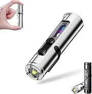 Mini - The Ultimate Everyday Micro Tool, Fingertip Sized Rechargeable Led Magnetic Super Bright Tactical High Lumens Flash with Hat Clip with Hat Clip, Waterproof, 3 Brightness (Silver)