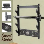 Wall Mount Samurai Sword Holder Stand Tanto Katana Rack Tai Chi Pattern 4 Tier