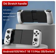 Hot Sale D8 Telescopic Gaming Controller Streaming Gamepad for Tablet Android iOS PS3 PS4 Switch PC Joystick with Hall Trigger D6-White