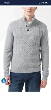 New BuffaloDavidBitton watcher blue mix sweater size M classic button up collar