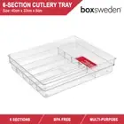 Stackable 6-Section Cutlery Trays Storage Container Kitchen Organiser 40x33x8cm