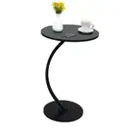 BAOYOUNI Round End Storage Table C-Shaped Sofa Coffee Side Table Style #6 Black
