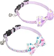 Ipetboom 2pcs Cat Necklace Bow Tie Decorative Pet Collar Puppy Kitten Collar Safe for Cats Comfortable Fit Christmas Party Accessory