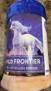 New! Wilderness Plush Unicorn Plush Blanket Wild Frontier 50"x 60" Super Soft