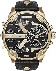 [Diesel] Men's DZ7371 Mini Daddy Gold Black Leather Watch
