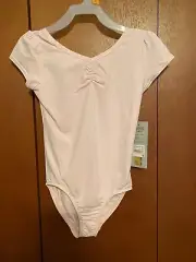 Girls Danskin Now S 6-6X Cap Sleeve Leotard Pink Front Liner 47-48 1/2"