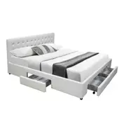 Julie PU Leather Queen Bed Frame with Drawers Stylish and Practical Storage Modern Design Black