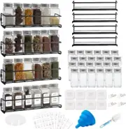 [WITH 24 SPICE JARS] 4 Tier Spice Rack Organiser Wall Mounted, Hanging Spice Jar