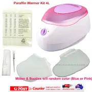 Kit 4L Paraffin Wax Bath Warmer +Brush +Booties Mitts +Liners +4 block ALOE VERA