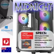 **READ DESCRIPTION** "Midnight" AMD RX 6600, AMD Ryzen 5 5500, 1TB SSD, 16GB RAM