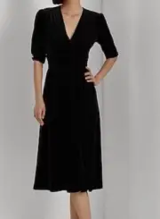Ralph Lauren Women’s Puff-Sleeve Velvet Midi Dress Black Plus Size 3X NWT $245