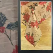 Ariana Tablecloth 60 x 144 in Poinsettia & Holly Polyester Nylon Gold Red Green