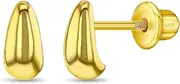 [In Season Jewelry] 925 Sterling Silver Yellow Gold Flashed Tiny Teardrop Earrings For Little Girls - Children's Small Tear Drop Earrings for Everyday Use, Metal, No Gemstone